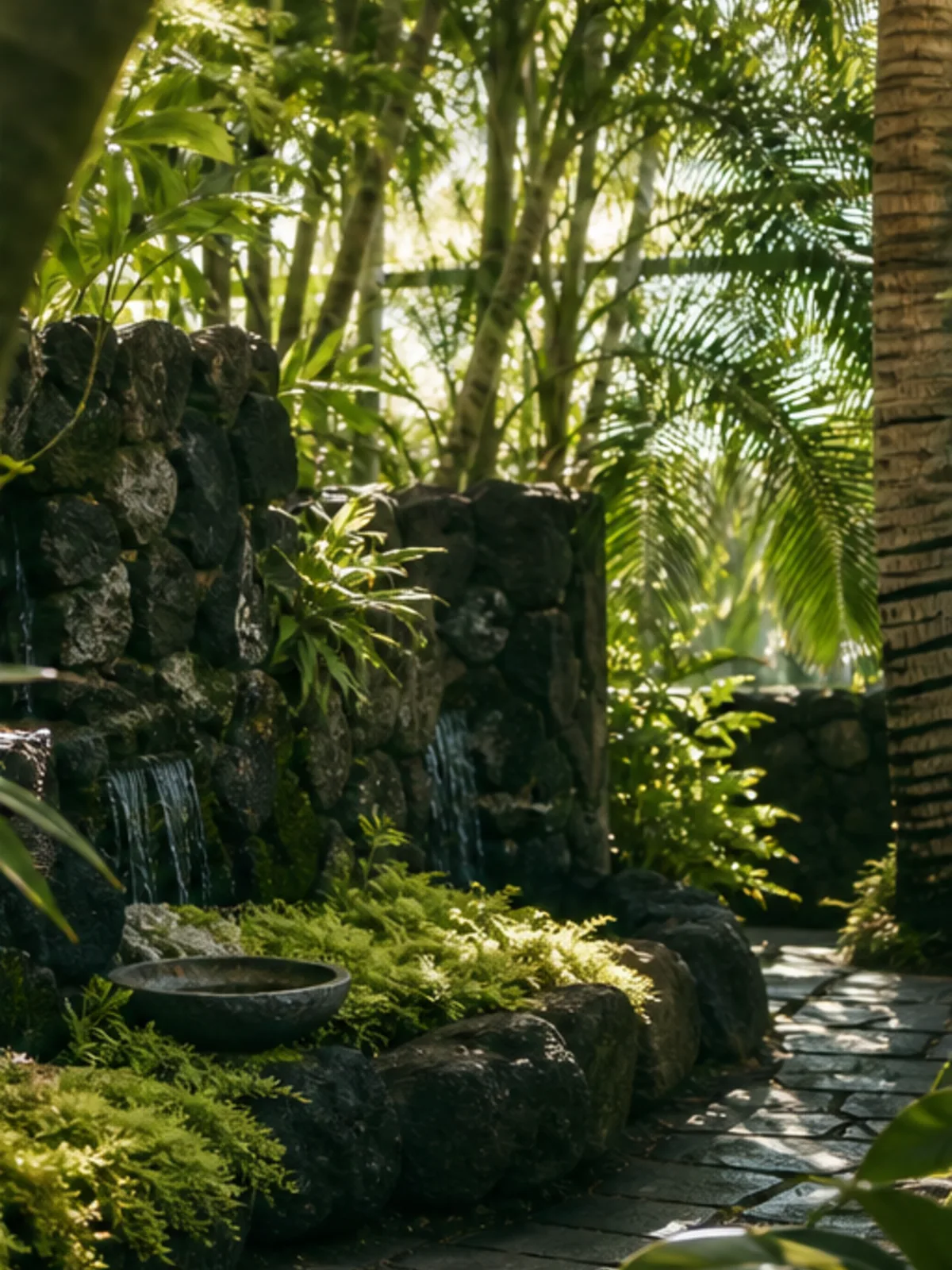 Lava-stone tropical garden on Oʻahu
