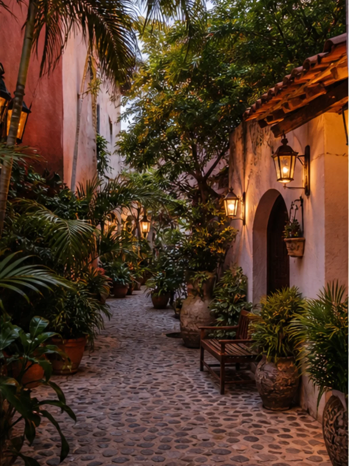 Cobblestone courtyard in Puerto Vallarta
